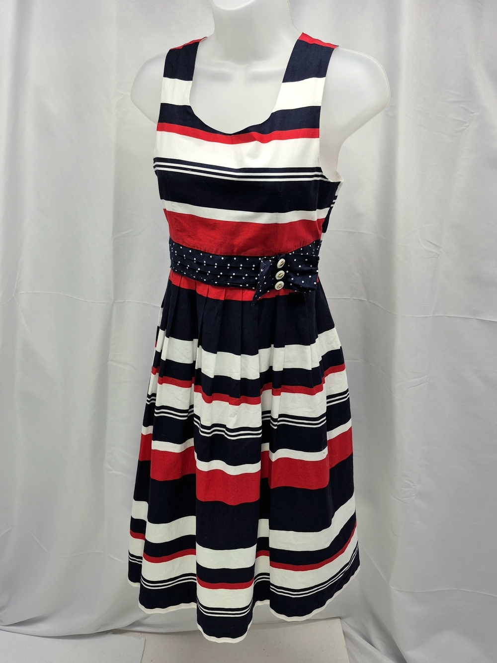 NWOT Bonnie Jean Girls Patriotic Striped A-Line Dress Size 16 Americana Nautical